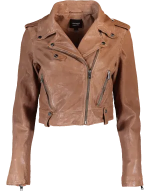 Ciara Cropped Leather Jacket