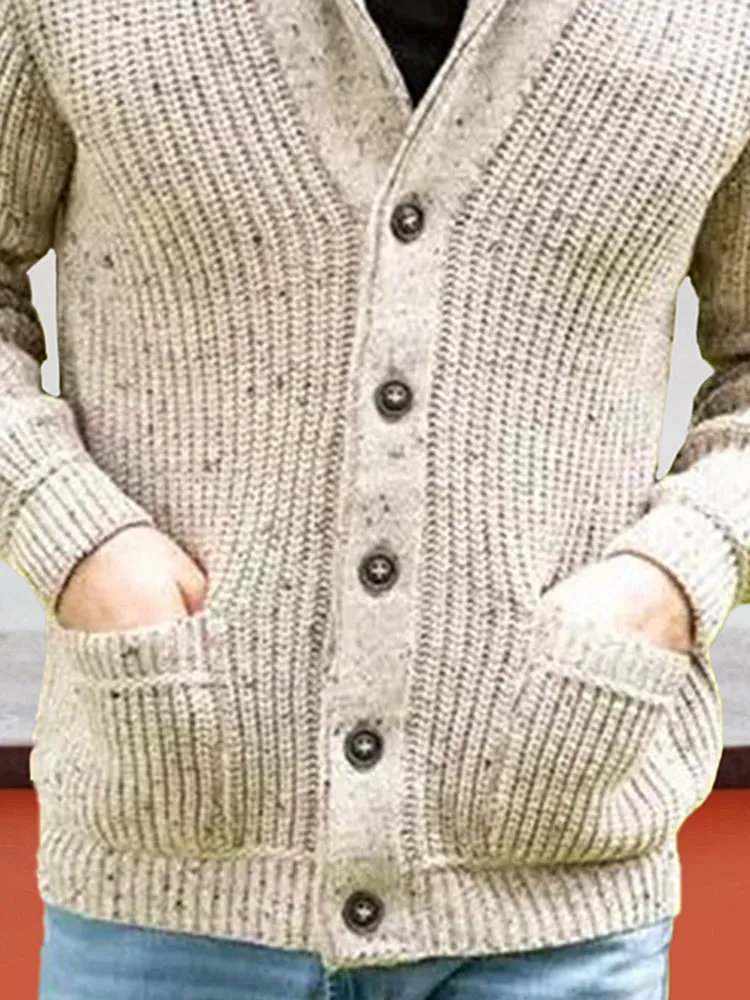 Classic V-neck Button Sweater Coat