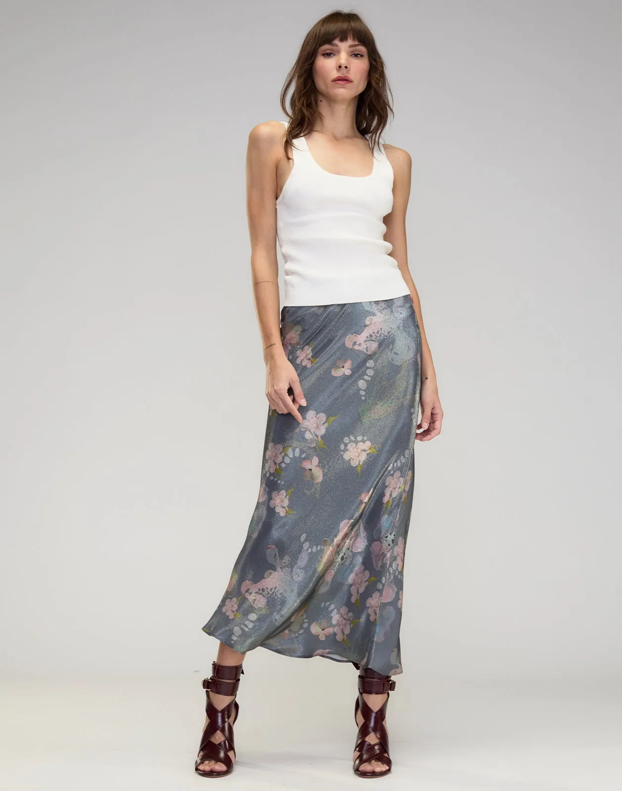 Claud Silk Lamé Skirt