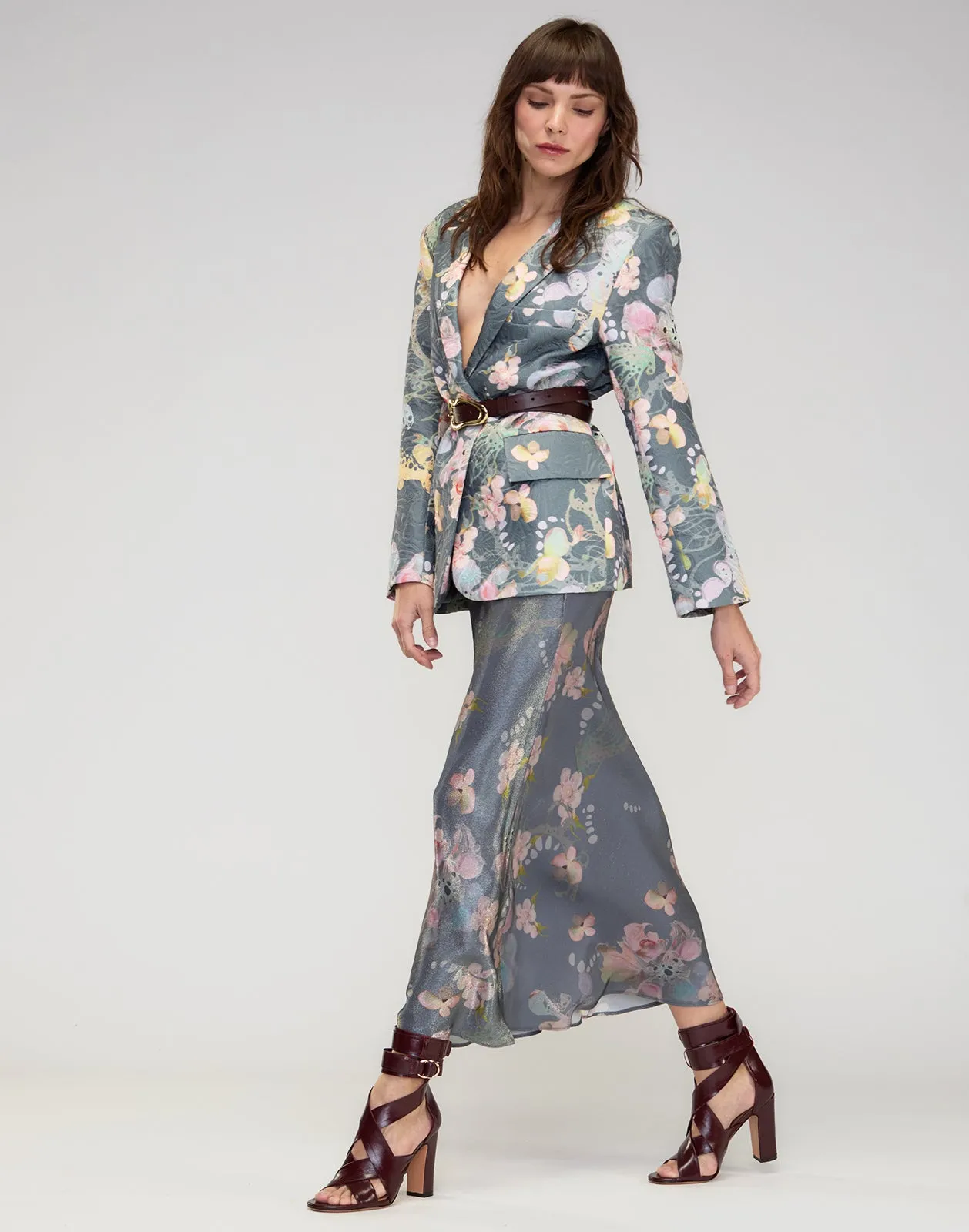 Claud Silk Lamé Skirt