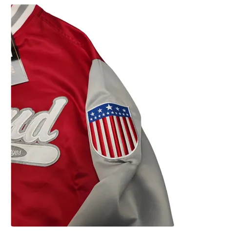 CLEVELAND AMERICAN RETRO CHAMPION WOVEN BOMBER JACKET IN RED