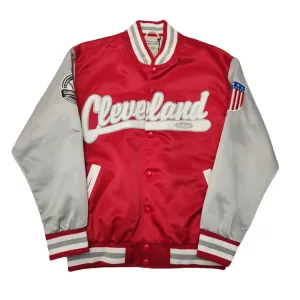 CLEVELAND AMERICAN RETRO CHAMPION WOVEN BOMBER JACKET IN RED