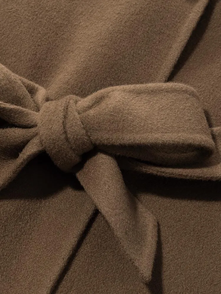 Coffee Tencel Wool Navy Collar Coat