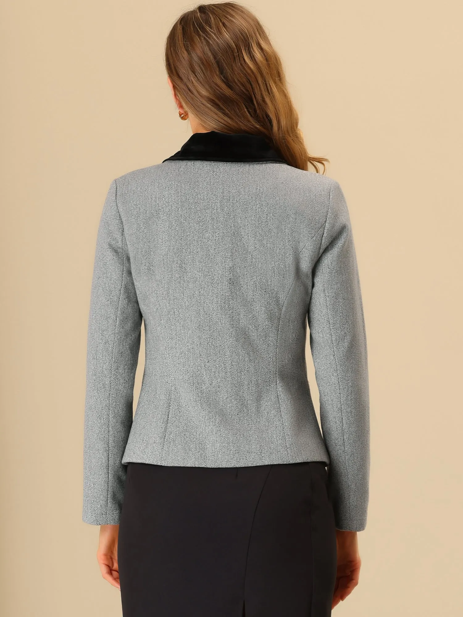 Collar Single Breasted Button Down Cropped Pea Coat