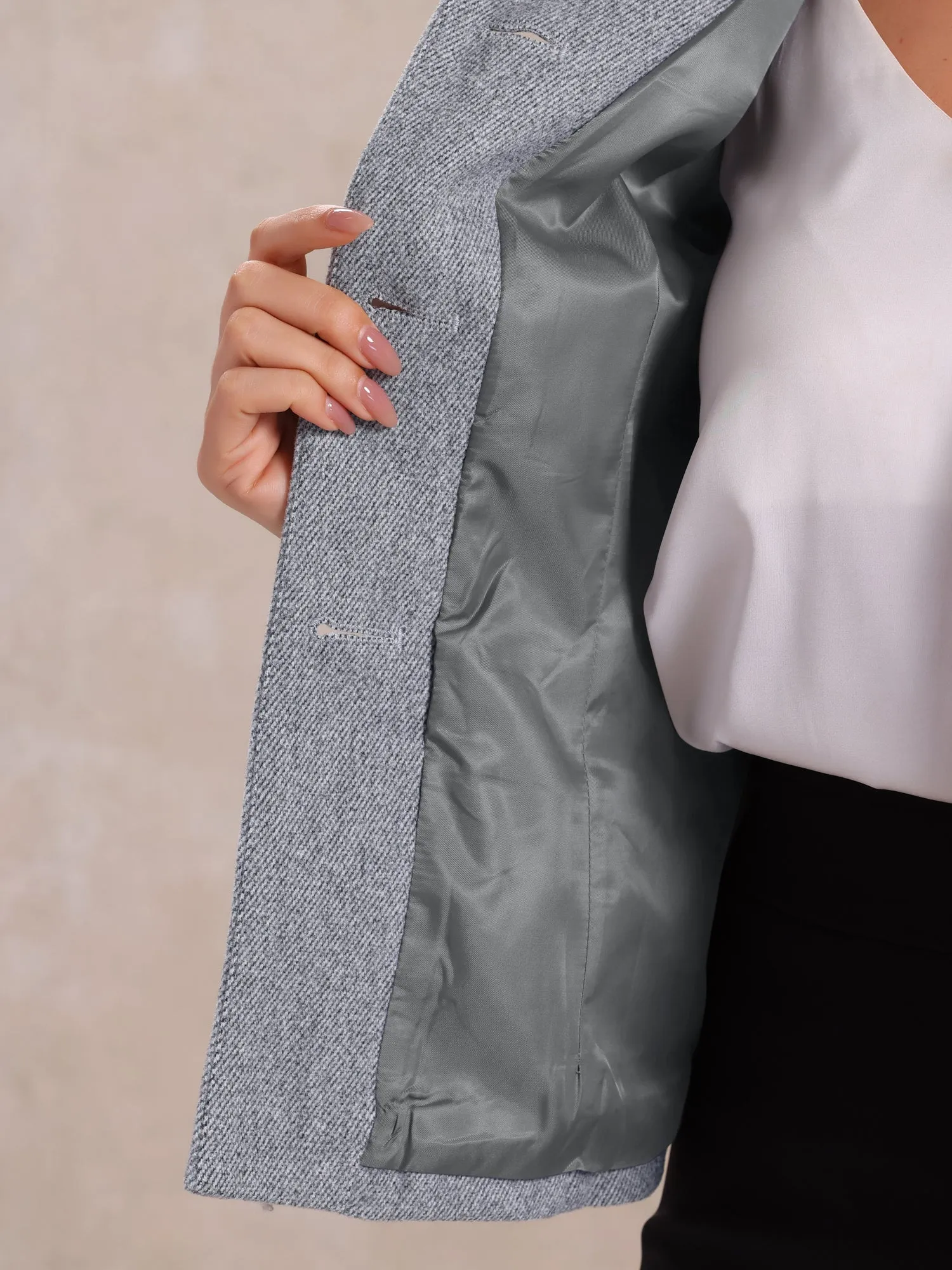 Collar Single Breasted Button Down Cropped Pea Coat
