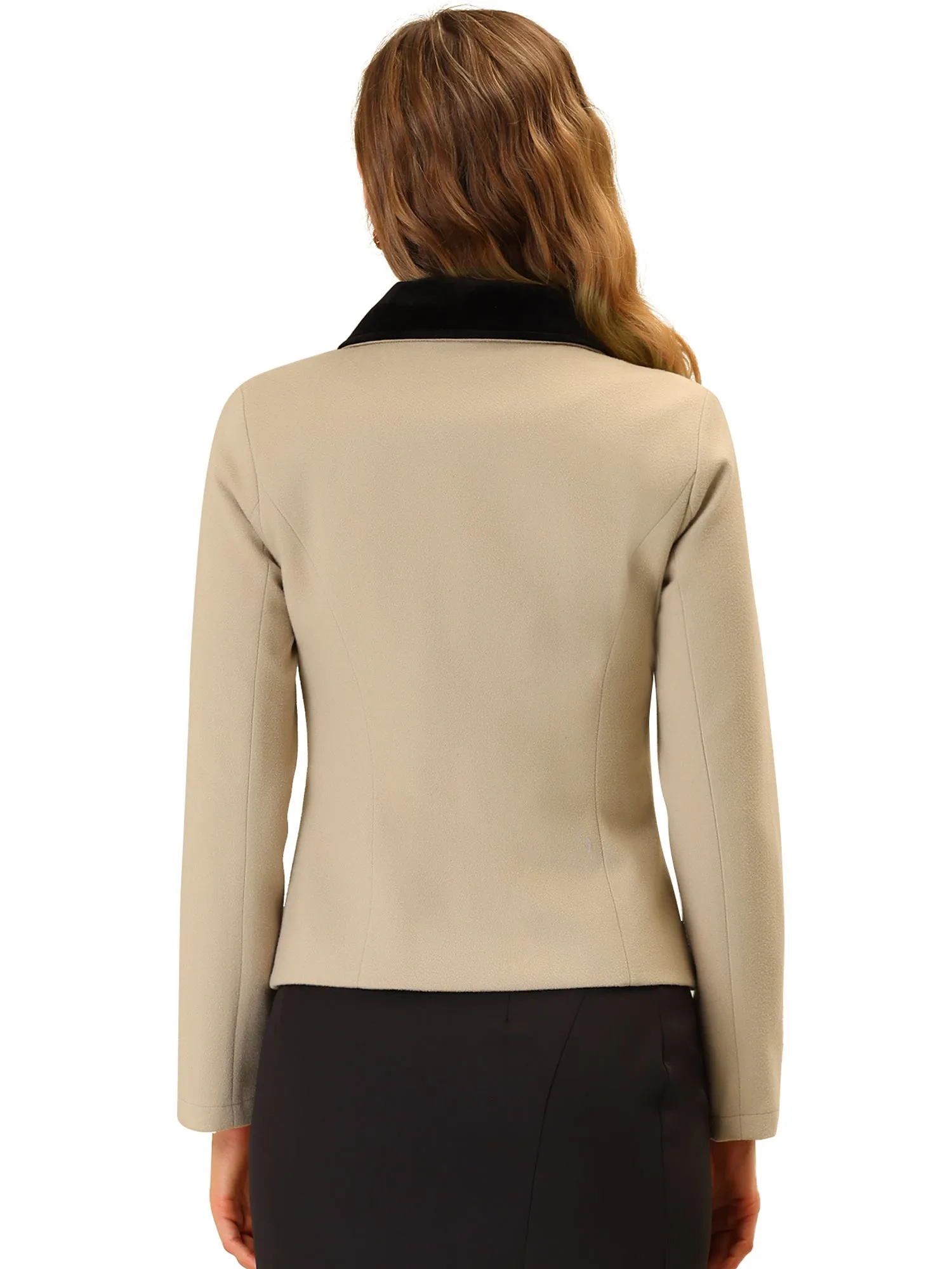 Collar Single Breasted Button Down Cropped Pea Coat