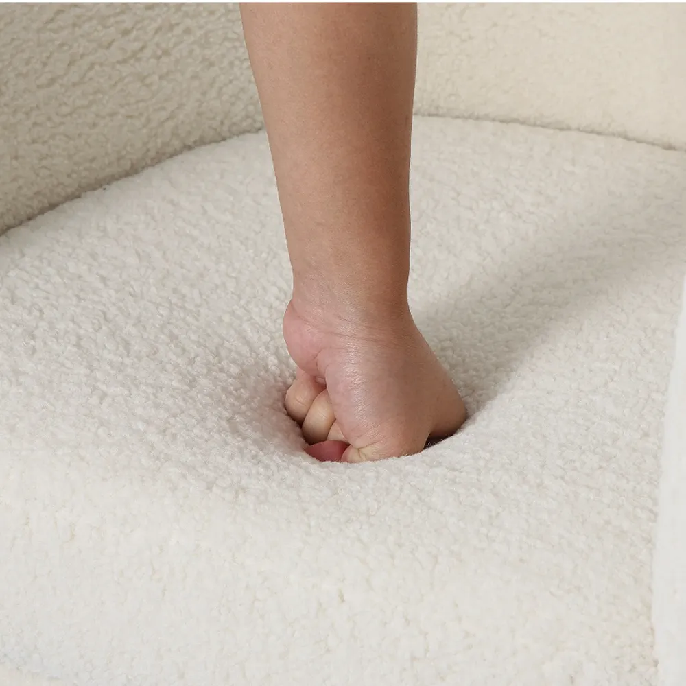 Comfortable Fluffy Teddy Barrel Chair With Footrest