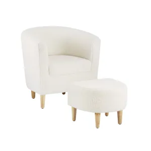 Comfortable Fluffy Teddy Barrel Chair With Footrest