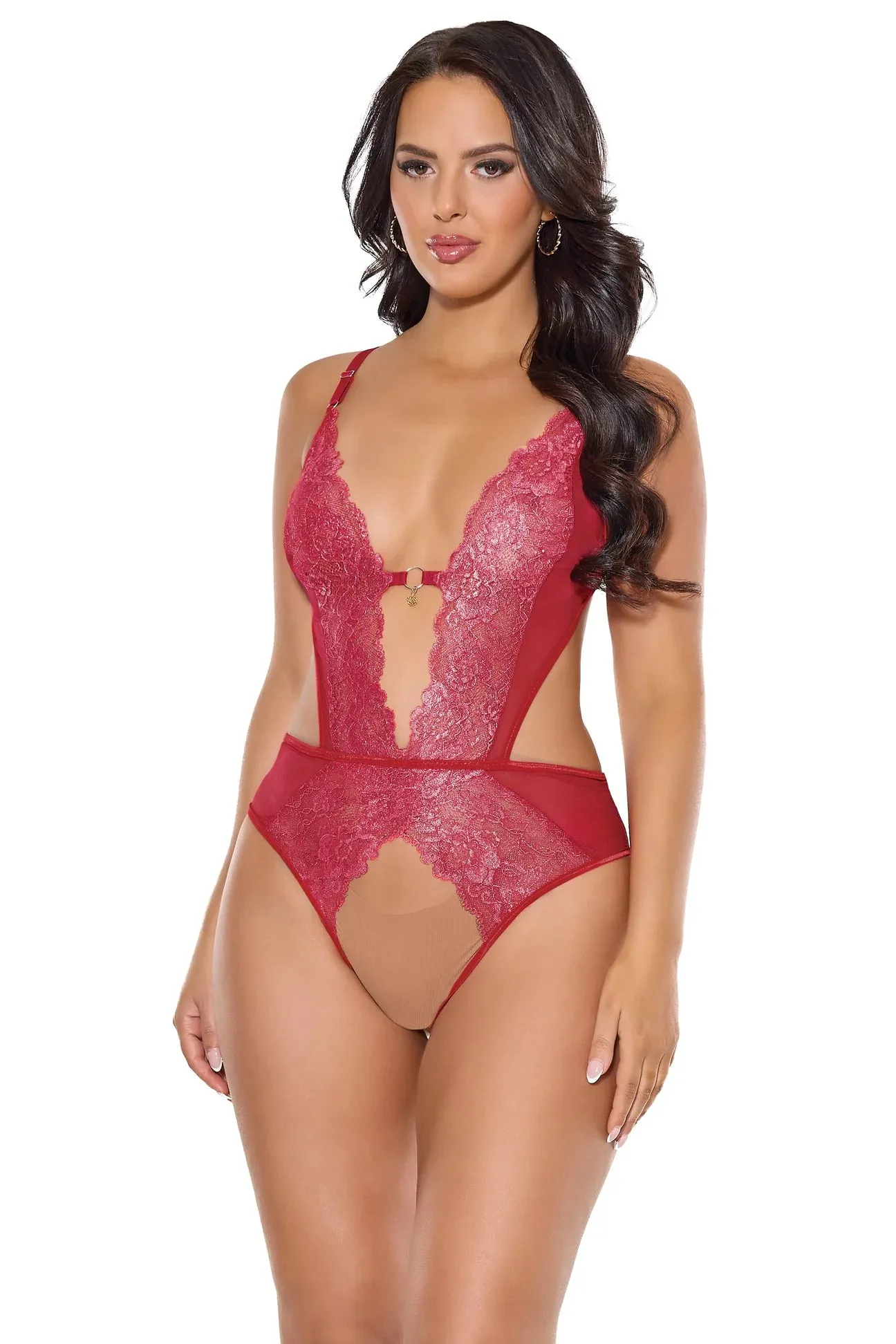 Cranberry Kiss Crotchless Teddy