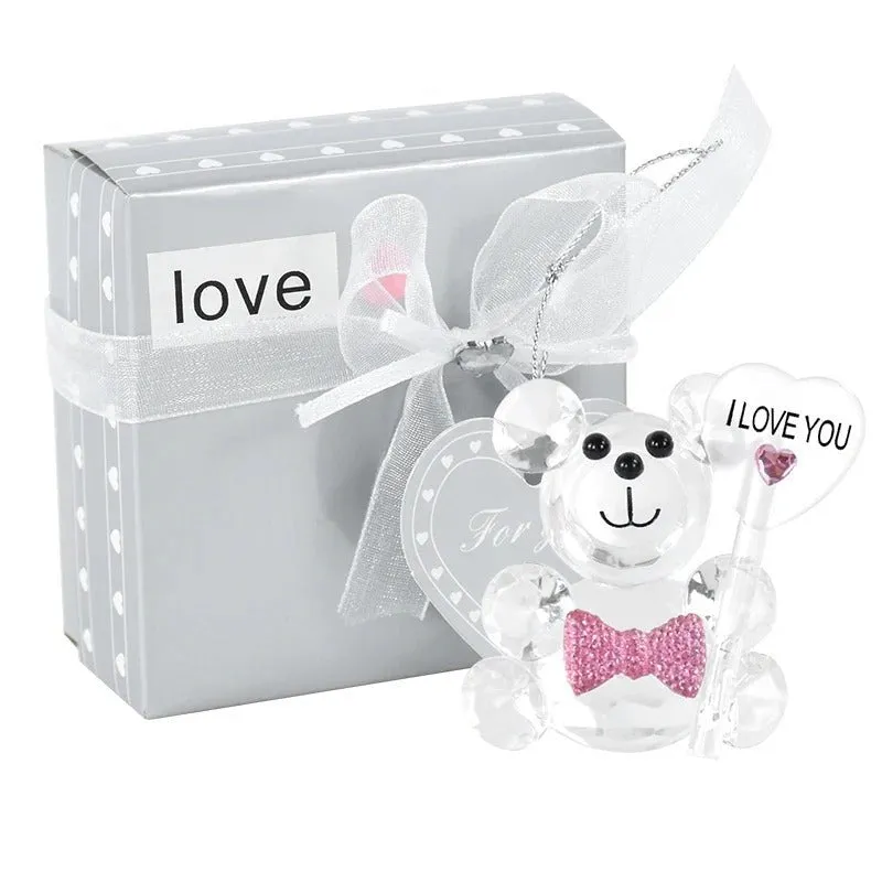 Crystal Bear Glass Rose - Glass Ornaments For Gifts, Home Decoration Accessories