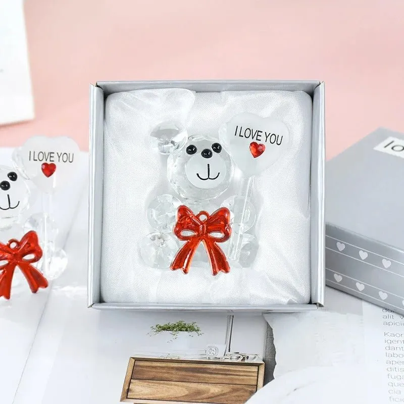 Crystal Bear Glass Rose - Glass Ornaments For Gifts, Home Decoration Accessories