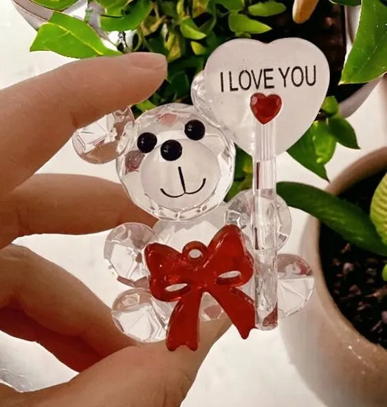 Crystal Bear Glass Rose - Glass Ornaments For Gifts, Home Decoration Accessories