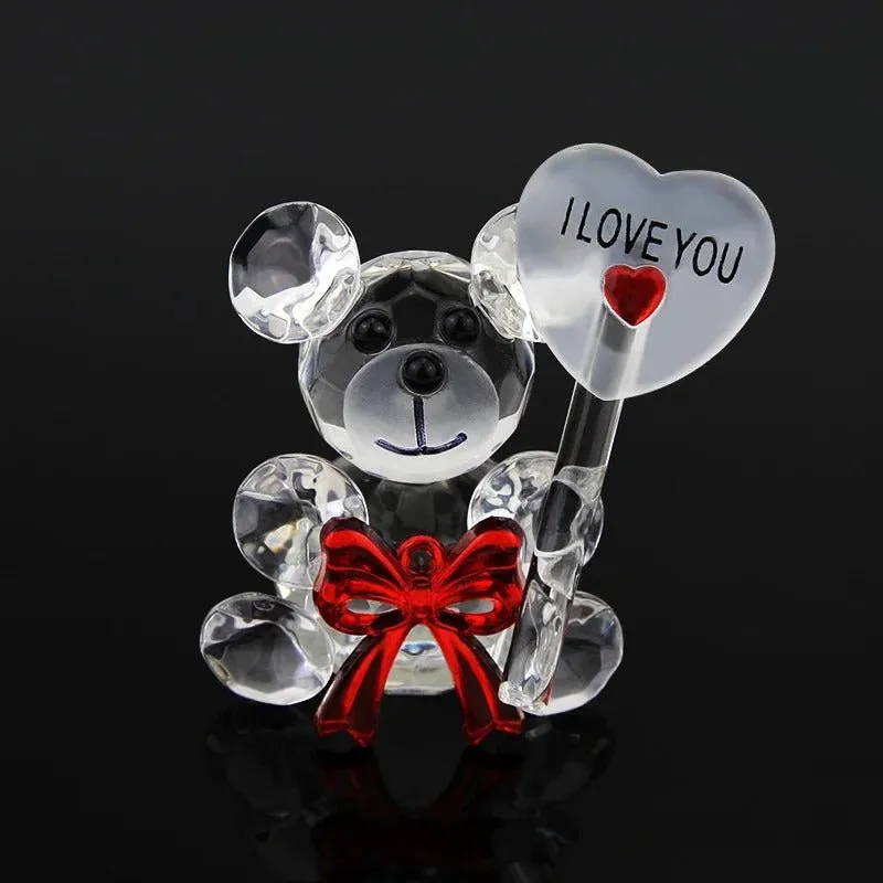 Crystal Bear Glass Rose - Glass Ornaments For Gifts, Home Decoration Accessories