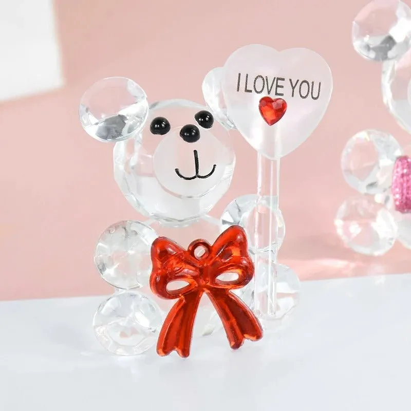 Crystal Bear Glass Rose - Glass Ornaments For Gifts, Home Decoration Accessories