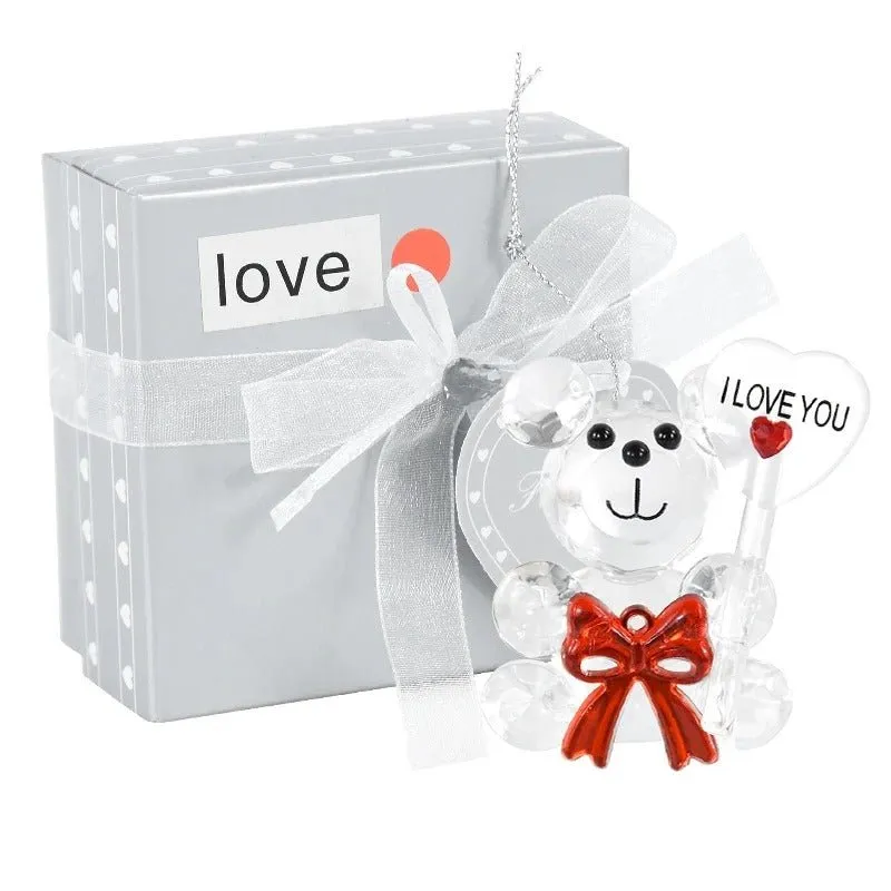 Crystal Bear Glass Rose - Glass Ornaments For Gifts, Home Decoration Accessories