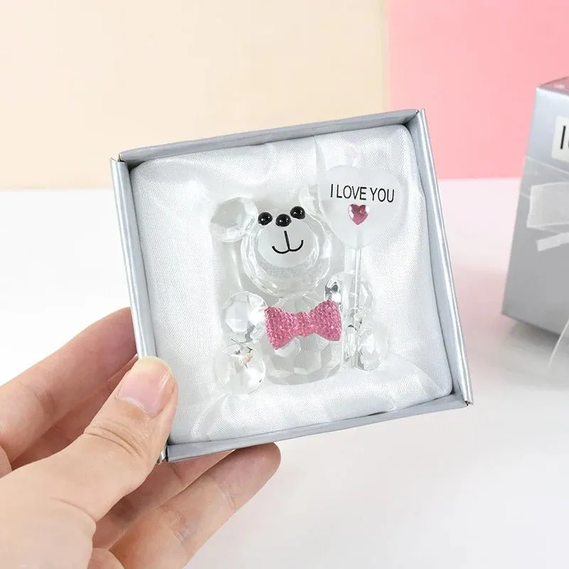 Crystal Bear Glass Rose - Glass Ornaments For Gifts, Home Decoration Accessories