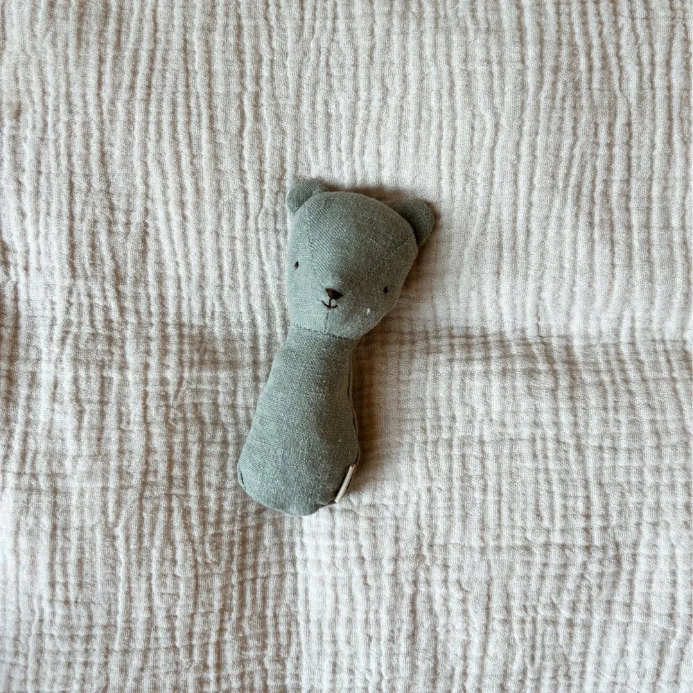 Cuddly teddy bear - Linen - Rattle