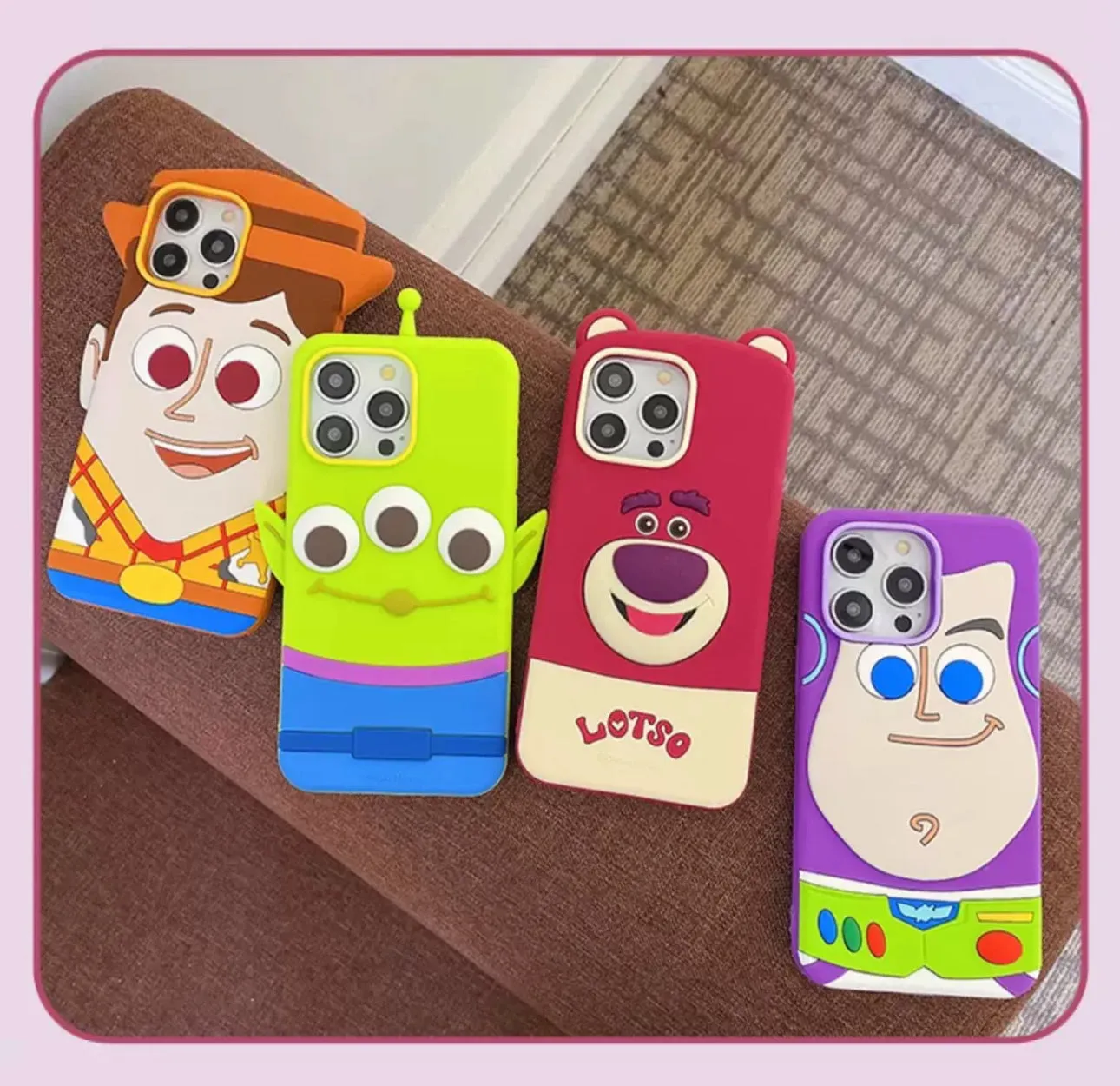 Cute Cartoon Toy Story Silicone  Phone Case | Woody Buzz Lightyear Strawberry Bear Alien - iPhone Case iPhone 12 13 14 15 Pro Promax
