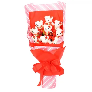 Cute Red Teddy Bear Bouquet