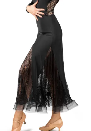 Dancebox Lace Godet Ballroom Skirt in Black