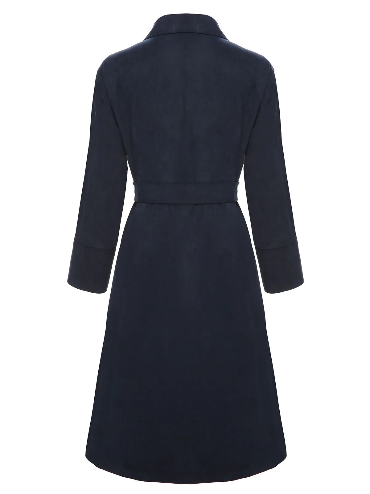 Dark Blue 1950s Solid Belted Coat
