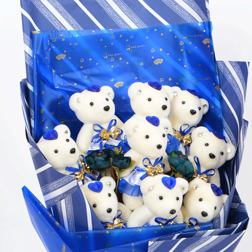Dark Blue Teddy Bear Bouquet
