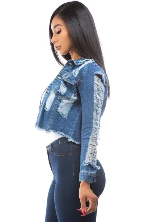 Dark blued cropped JACKET