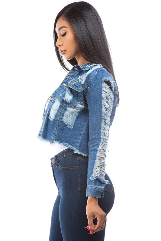 Dark blued cropped JACKET