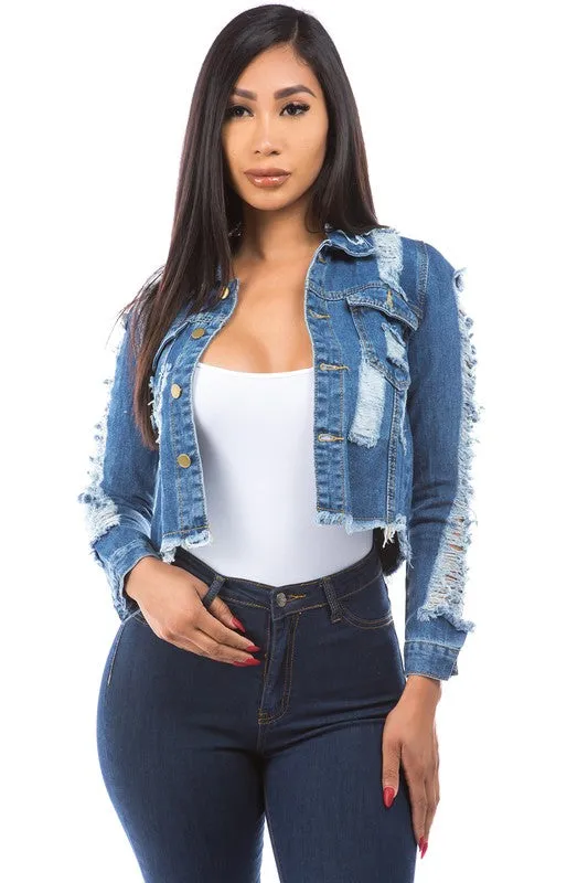 Dark blued cropped JACKET