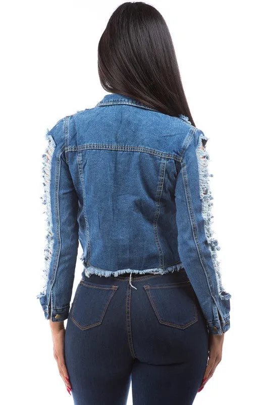 Dark blued cropped JACKET