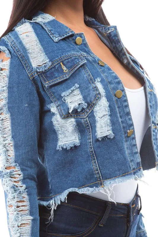 Dark blued cropped JACKET