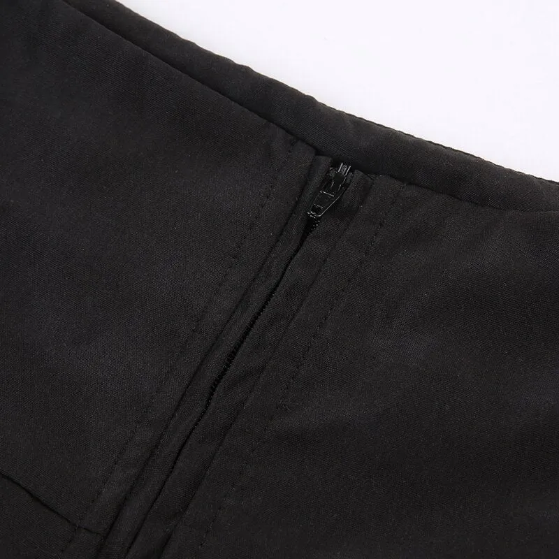 Dark Fishnet Patchwork Pleated Short Skirt