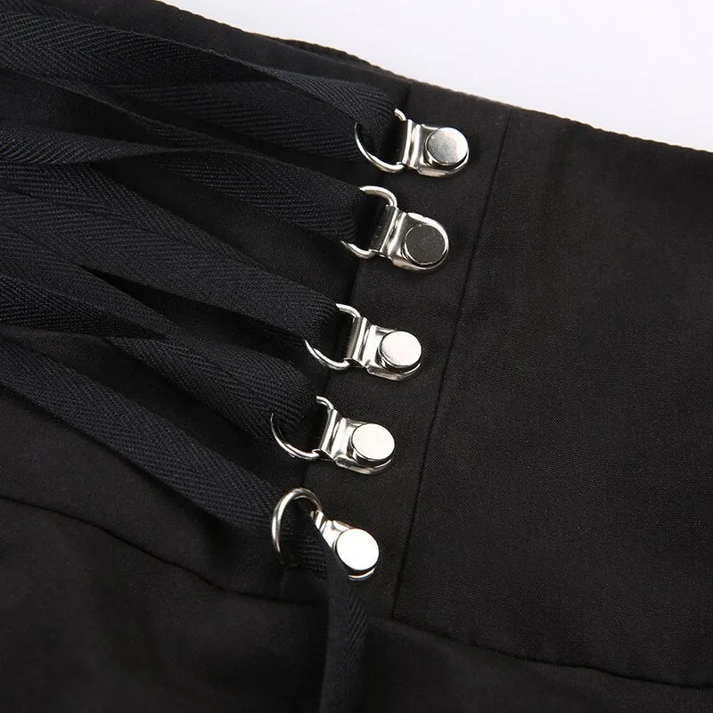 Dark Fishnet Patchwork Pleated Short Skirt