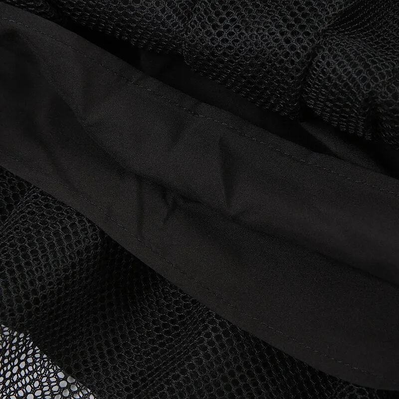 Dark Fishnet Patchwork Pleated Short Skirt