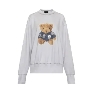 Denim Jacket Teddy Print Sweatshirt in White