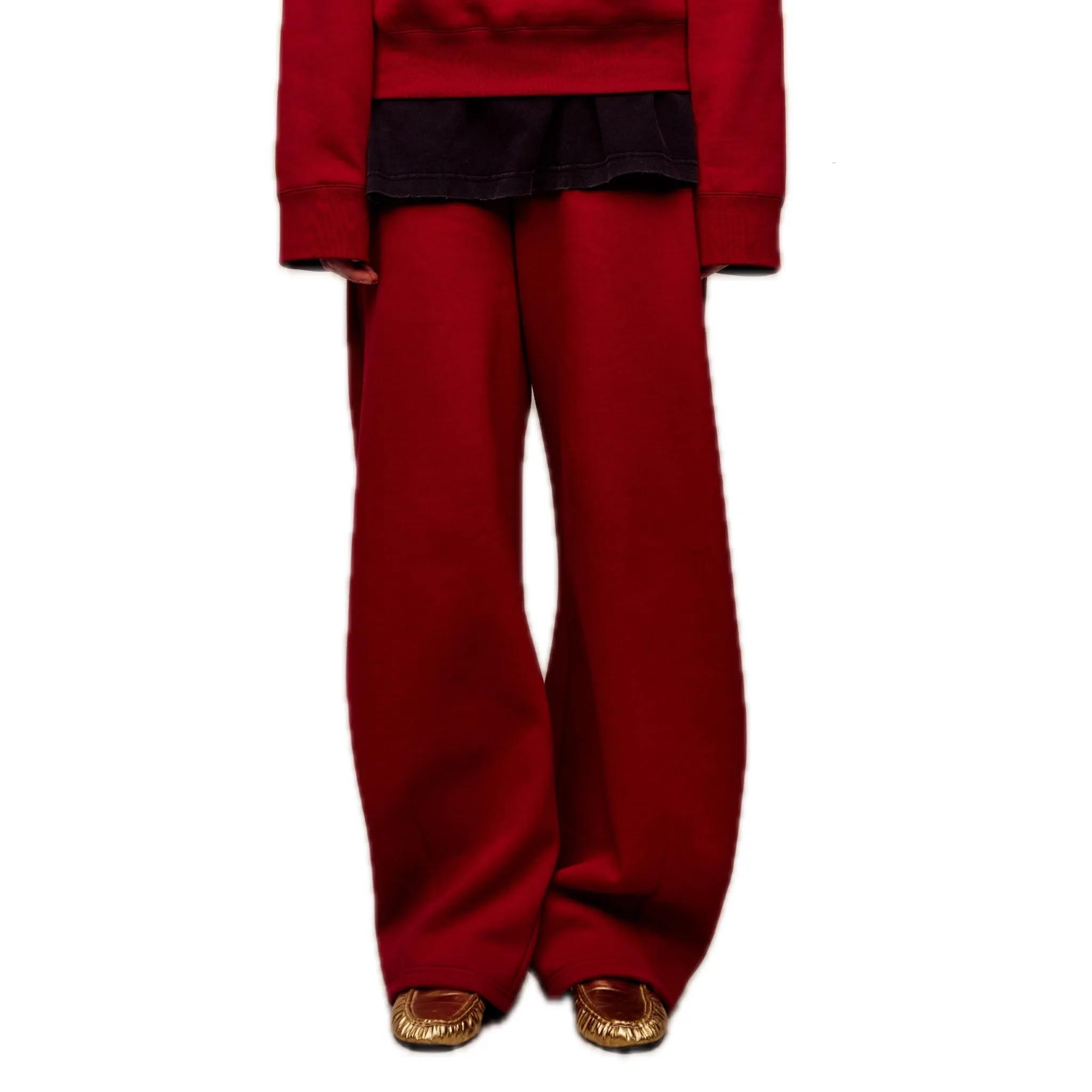 Egg-shaped Cuffed Fleece Sweatpants in Red