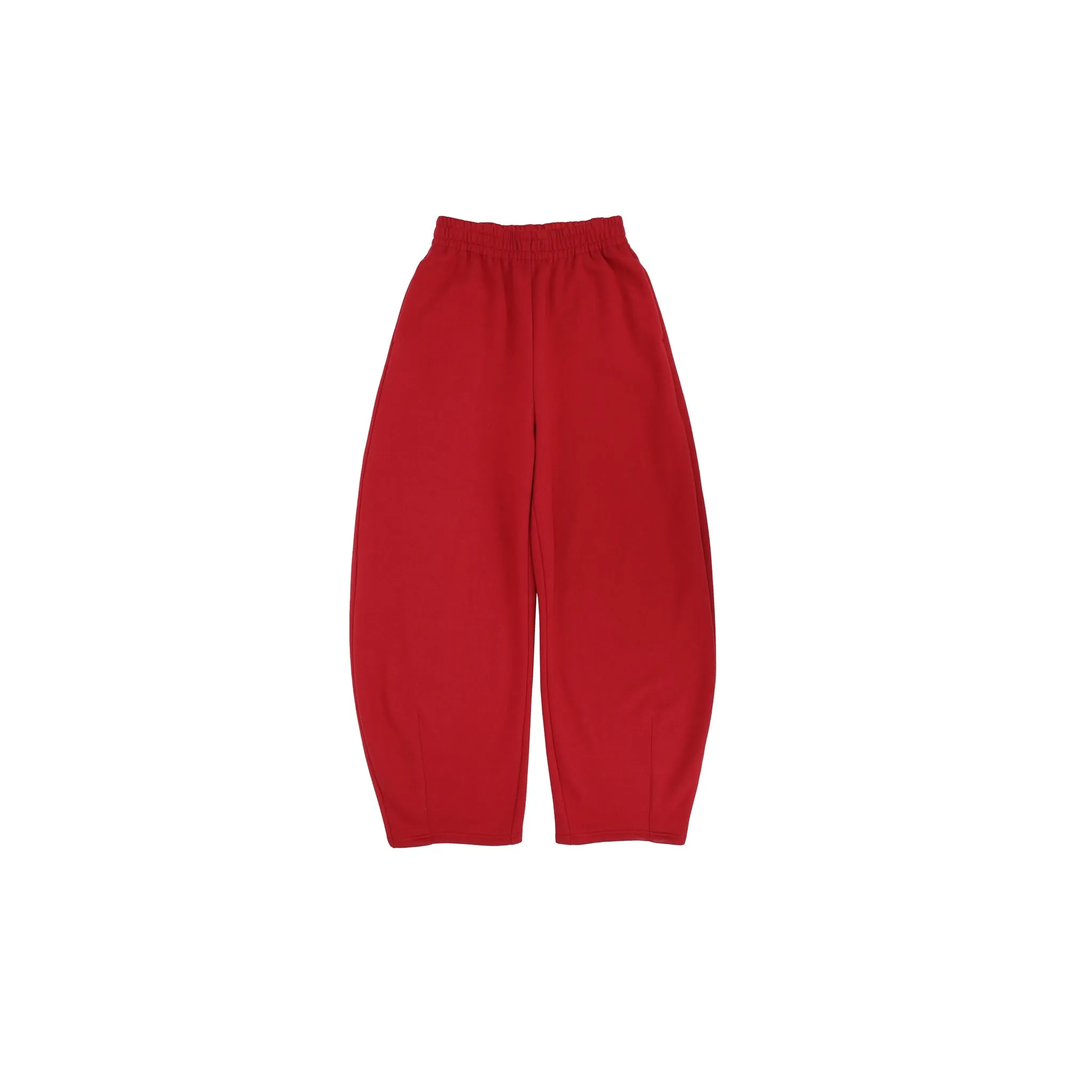 Egg-shaped Cuffed Fleece Sweatpants in Red