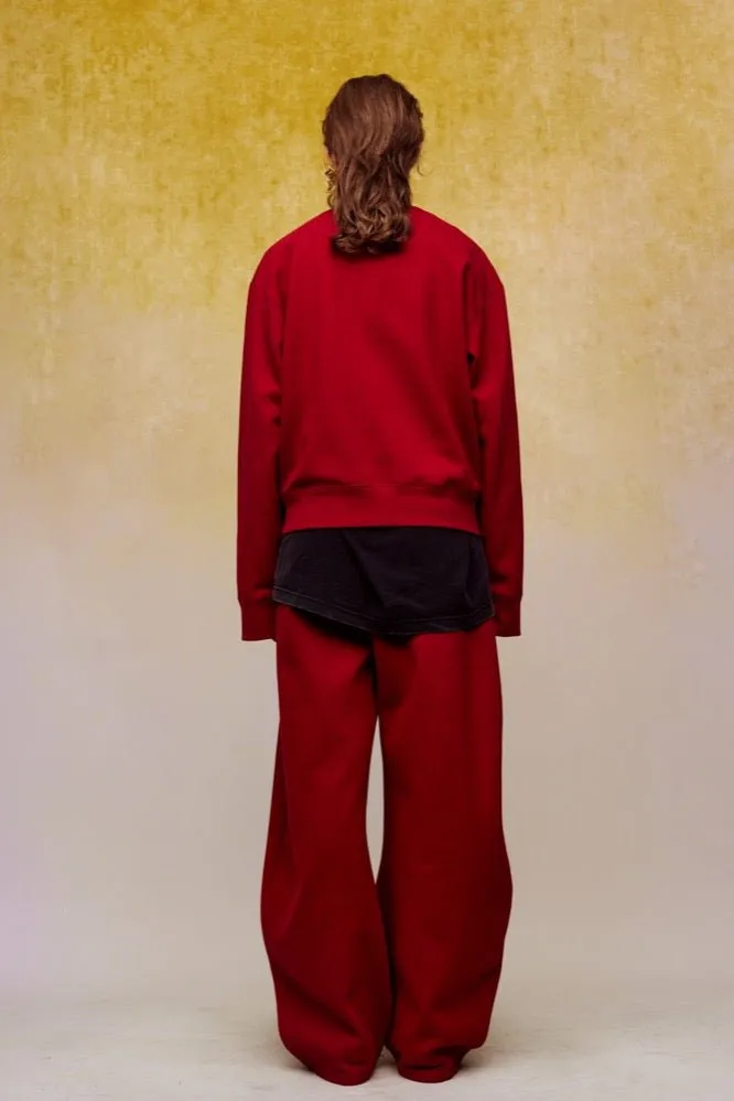 Egg-shaped Cuffed Fleece Sweatpants in Red
