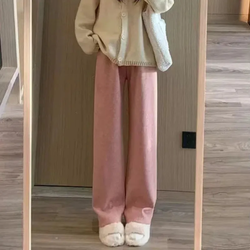 Elastic Waist Straight Long Wide Leg Sweatpants