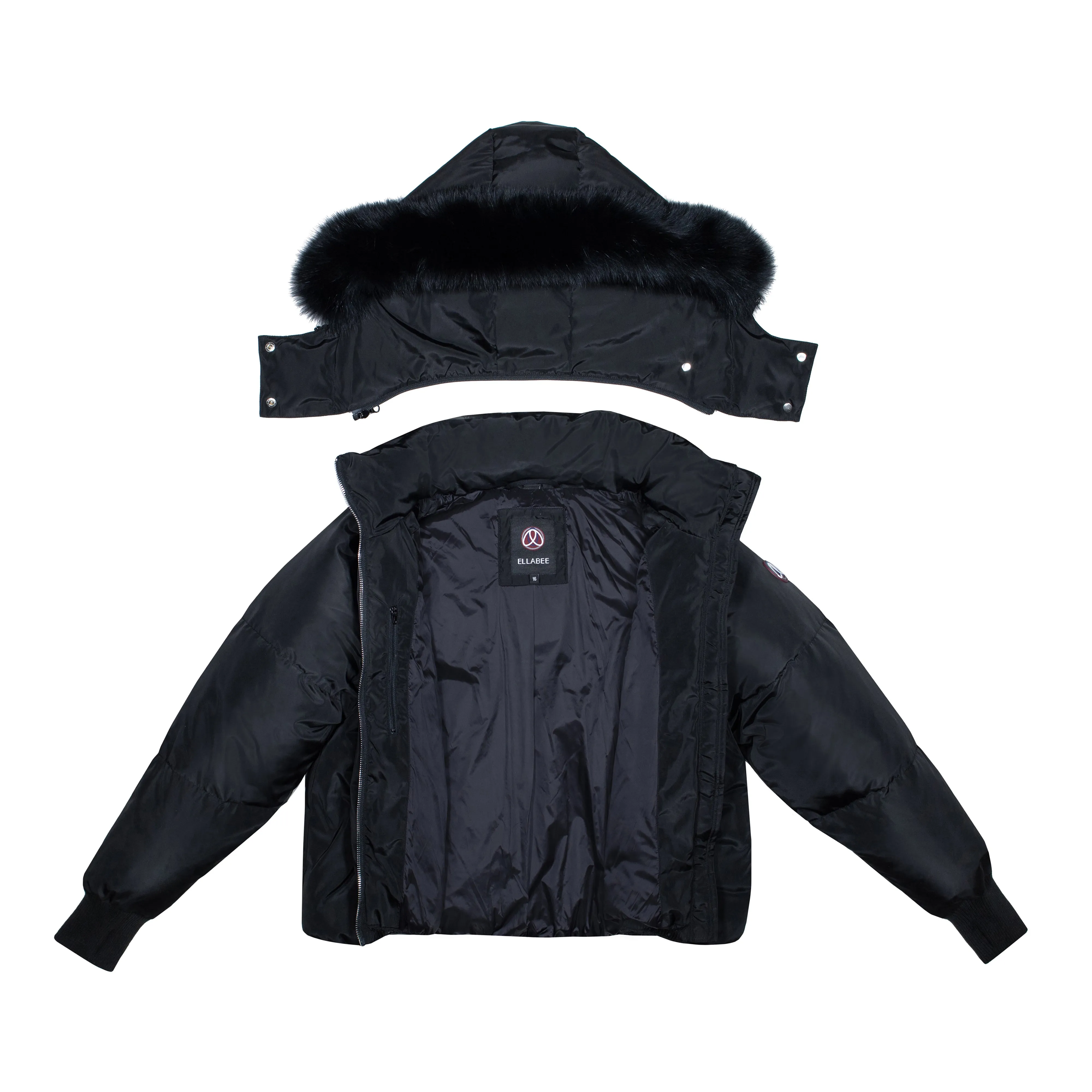 Ellabee Chiara Jacket Zipper Black Racoon Fur Coat