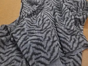 End of Bolt: 1.5 yard of Designer Deadstock Black and Charcoal 100% Cupro Jacquard Textured Animal Print Medium Weight Opaque Woven- remnant