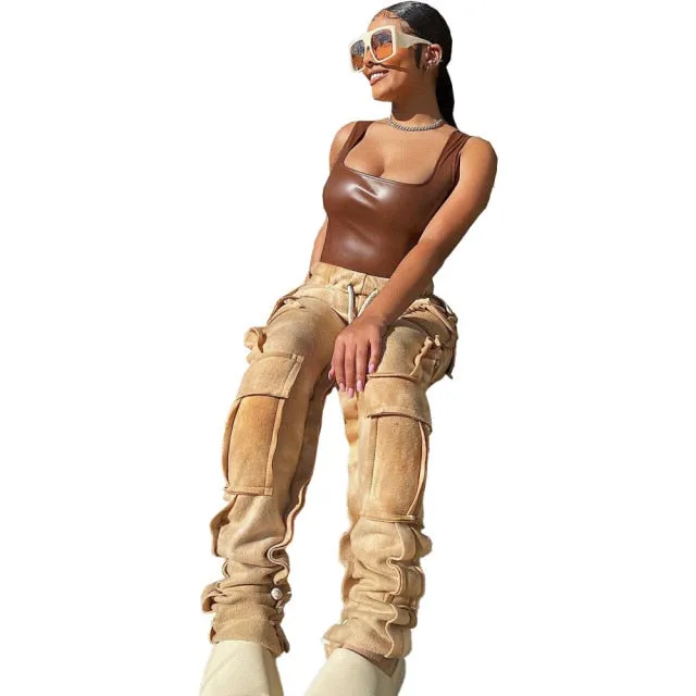FashionSierra - Fashion Tie Dye Print Big Pocket Cargo Pants