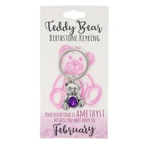 February Teddy Bear Birthstone Keyring