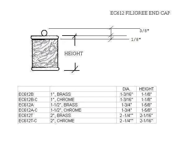 Filigree End Cap for 1-1/2" Tubing
