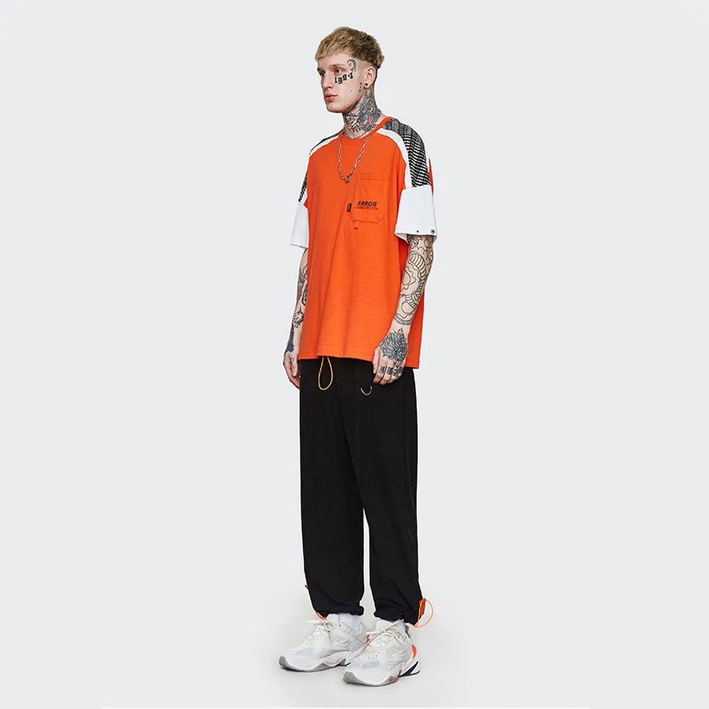 FLUORESCENT ORANGE DRAWSTRING STRETCH SWEATPANTS