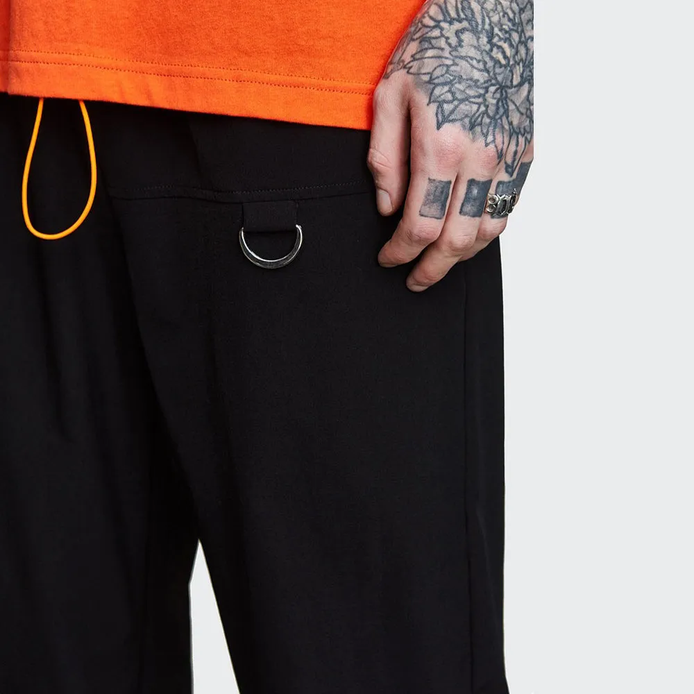 FLUORESCENT ORANGE DRAWSTRING STRETCH SWEATPANTS