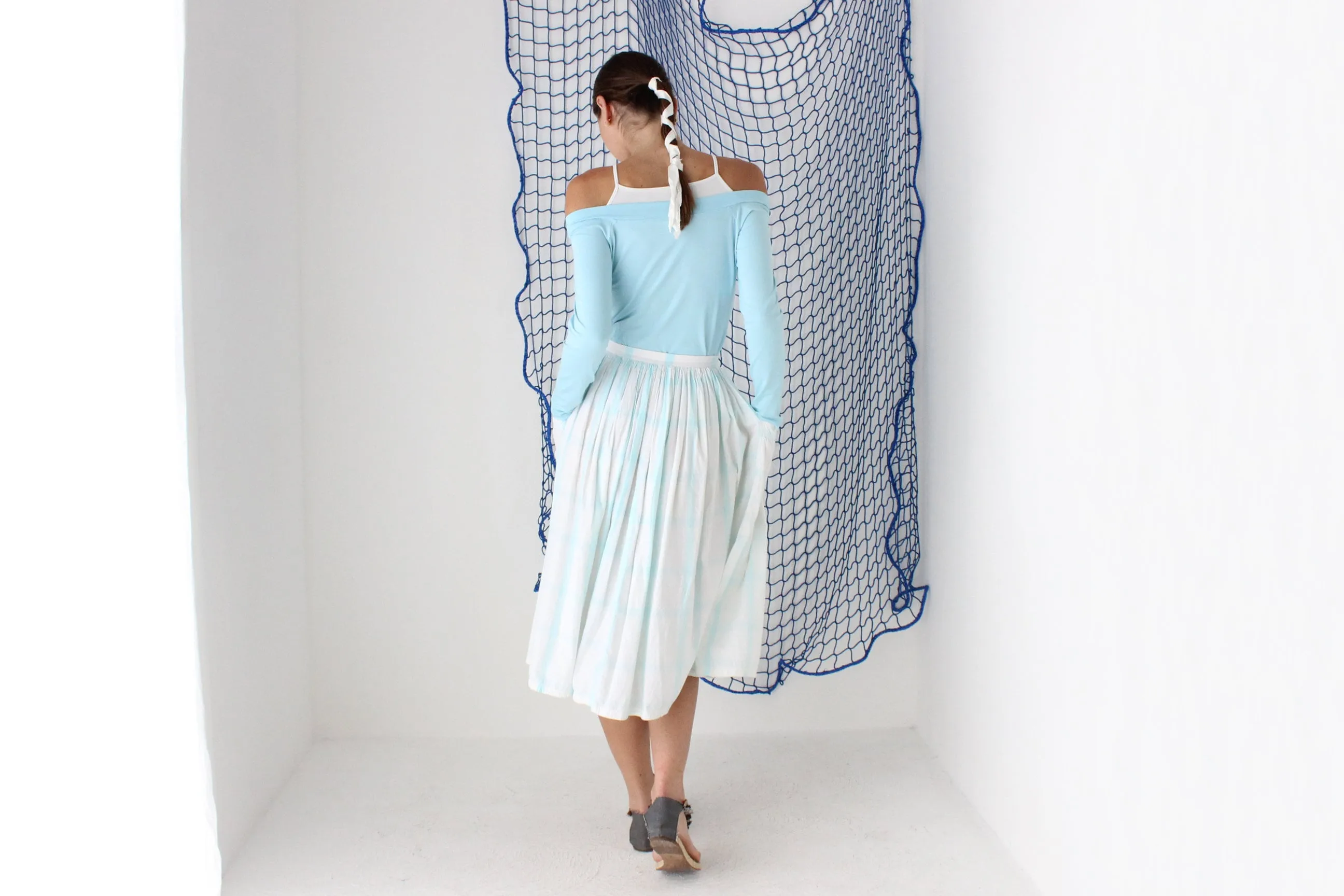 FOUND IN GREECE 80s Greek Villager Voluminous Cotton Circle Skirt