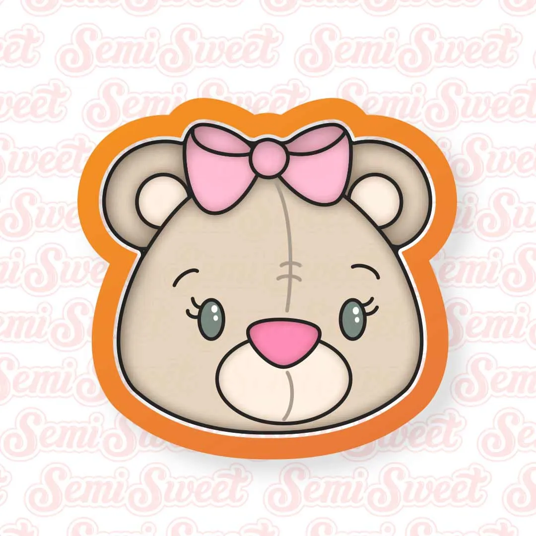 Girl Teddy Bear Head Add-On Cookie Cutter