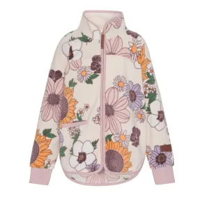 Girls Jacket | Ulani Chocolate Daisy Print Fleece Jacket | Molo
