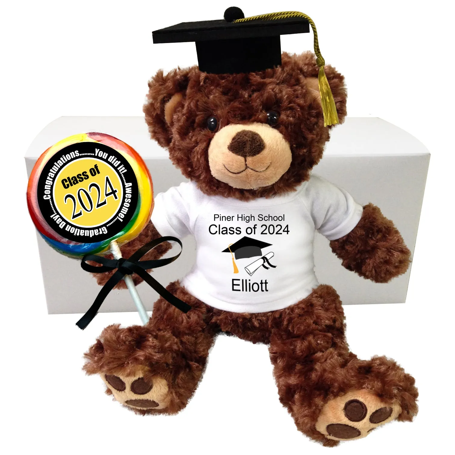 Graduation Teddy Bear Personalized Gift Set - 13" Brown Vera Bear